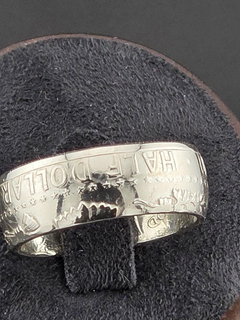 1776–1976 Kennedy Bicentennial Silver Half Dollar Coin Ring — Custom Hand-Forged 40% Fine Silver Statement Band