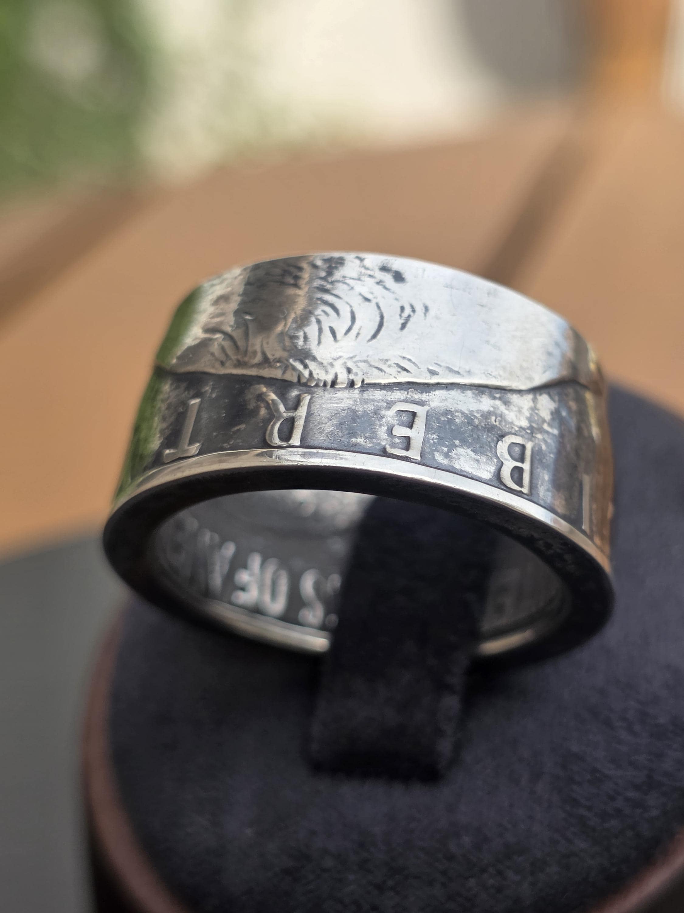 1776–1976 Eisenhower Bicentennial Silver Dollar Coin Ring — Custom Hand-Forged 40% Fine Silver Statement Band