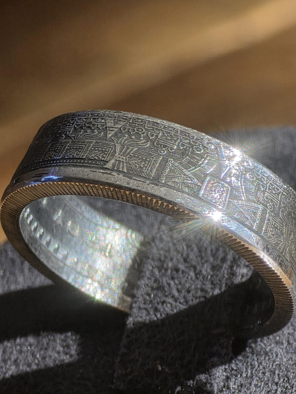 Aztec Calendar Sun Stone Ring – .999 Fine Silver Statement Band (1/4 oz.)