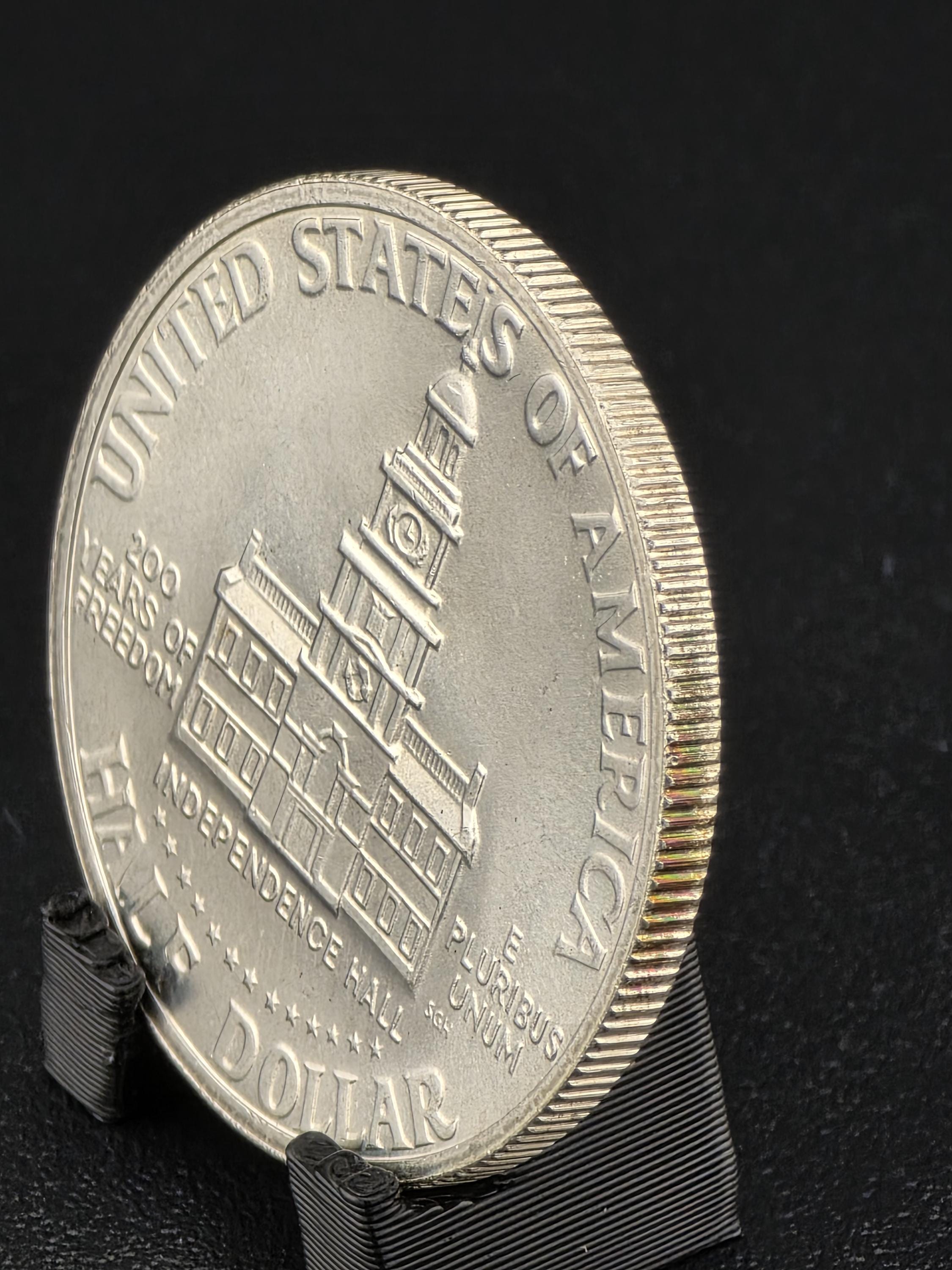 1776–1976 Kennedy Bicentennial Silver Half Dollar Coin Ring — Custom Hand-Forged 40% Fine Silver Statement Band
