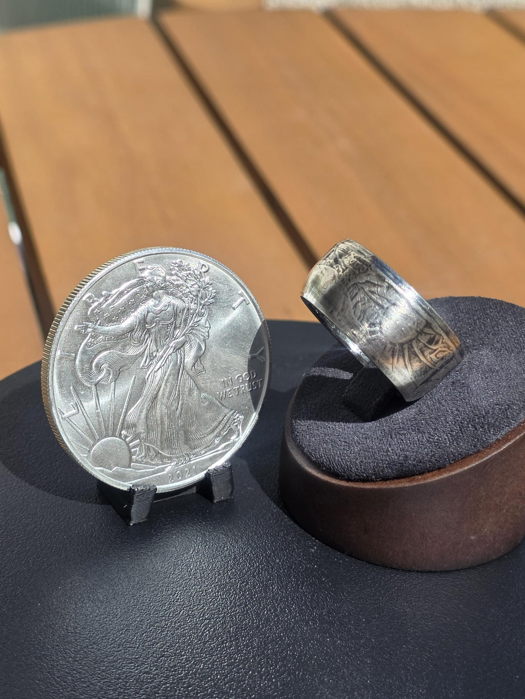 American Eagle Coin Ring - Custom Forged Band - Handcrafted .999 Silver Statement Ring - Various Mint Years
