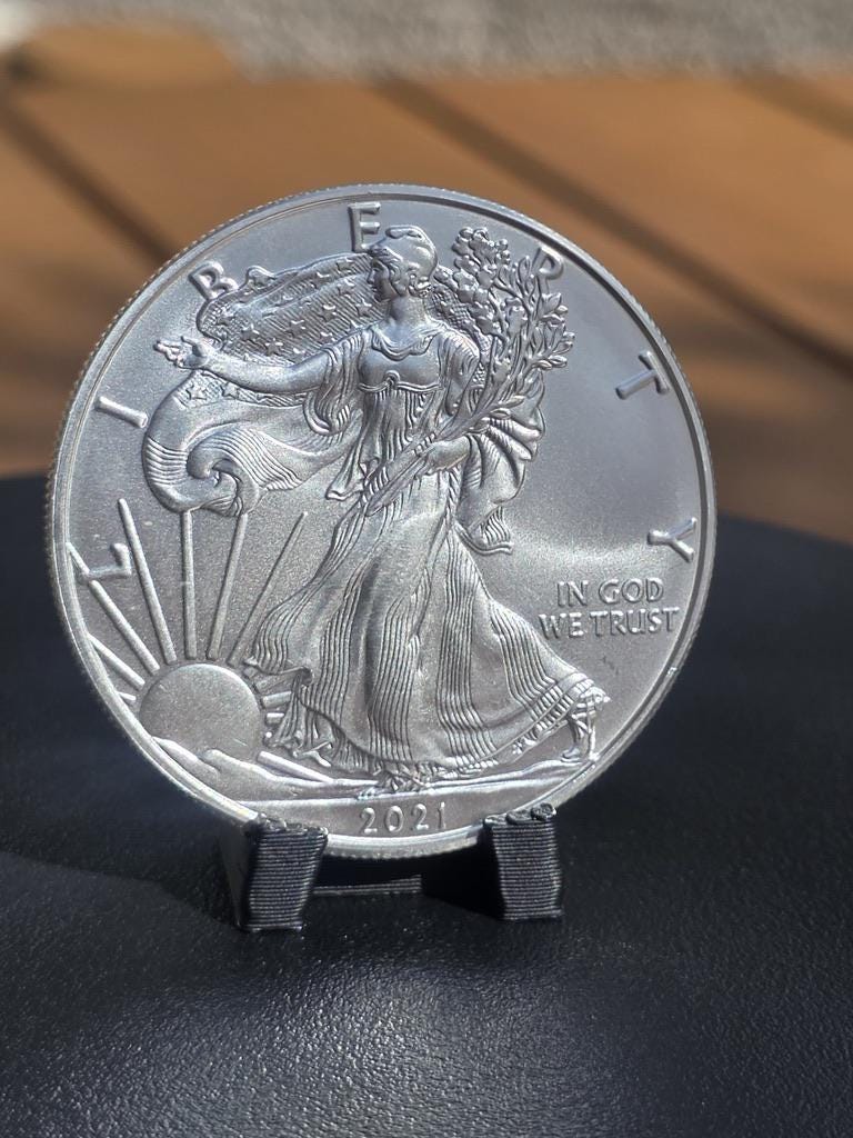 American Eagle Coin Ring - Custom Forged Band - Handcrafted .999 Silver Statement Ring - Various Mint Years