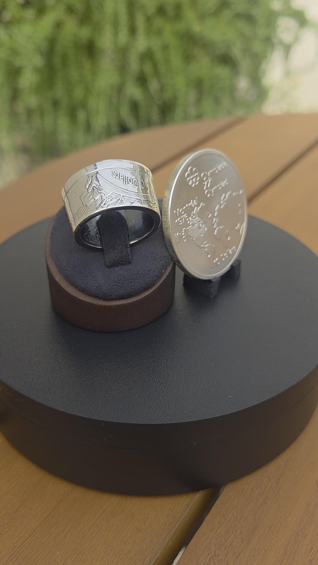 1976 Montreal Olympics World Map $10 Silver Coin Ring