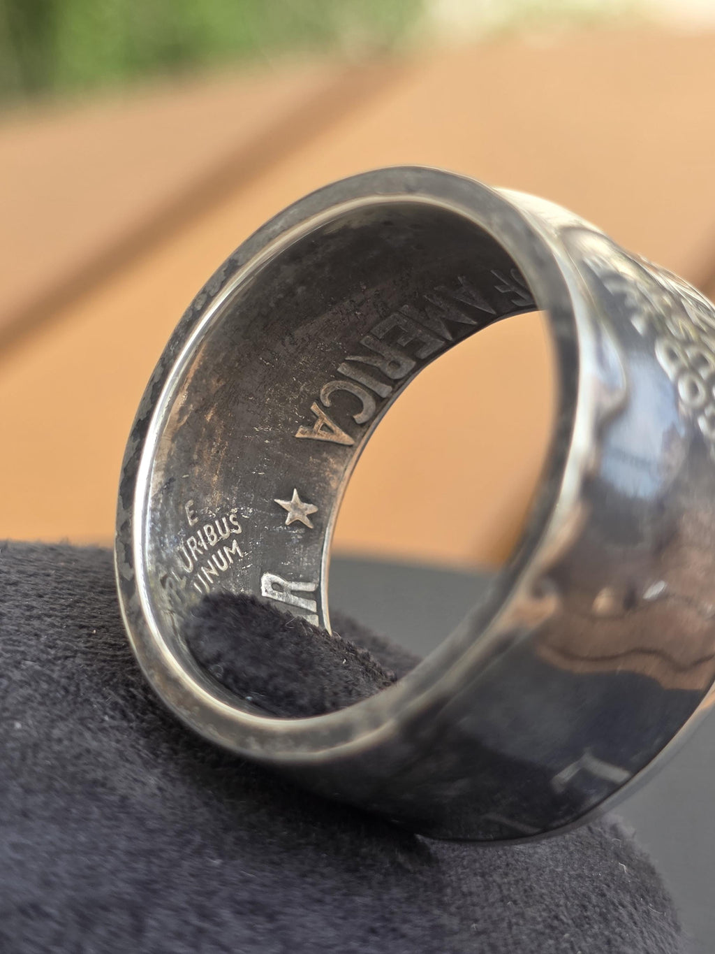 1776–1976 Eisenhower Bicentennial Silver Dollar Coin Ring — Custom Hand-Forged 40% Fine Silver Statement Band