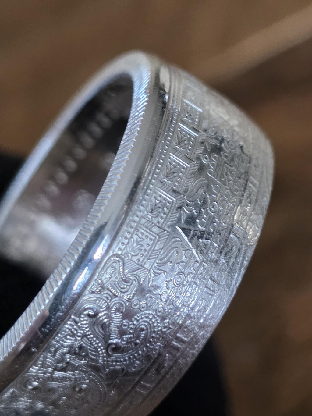 Aztec Calendar Sun Stone Ring – .999 Fine Silver Statement Band (1/2 oz.)