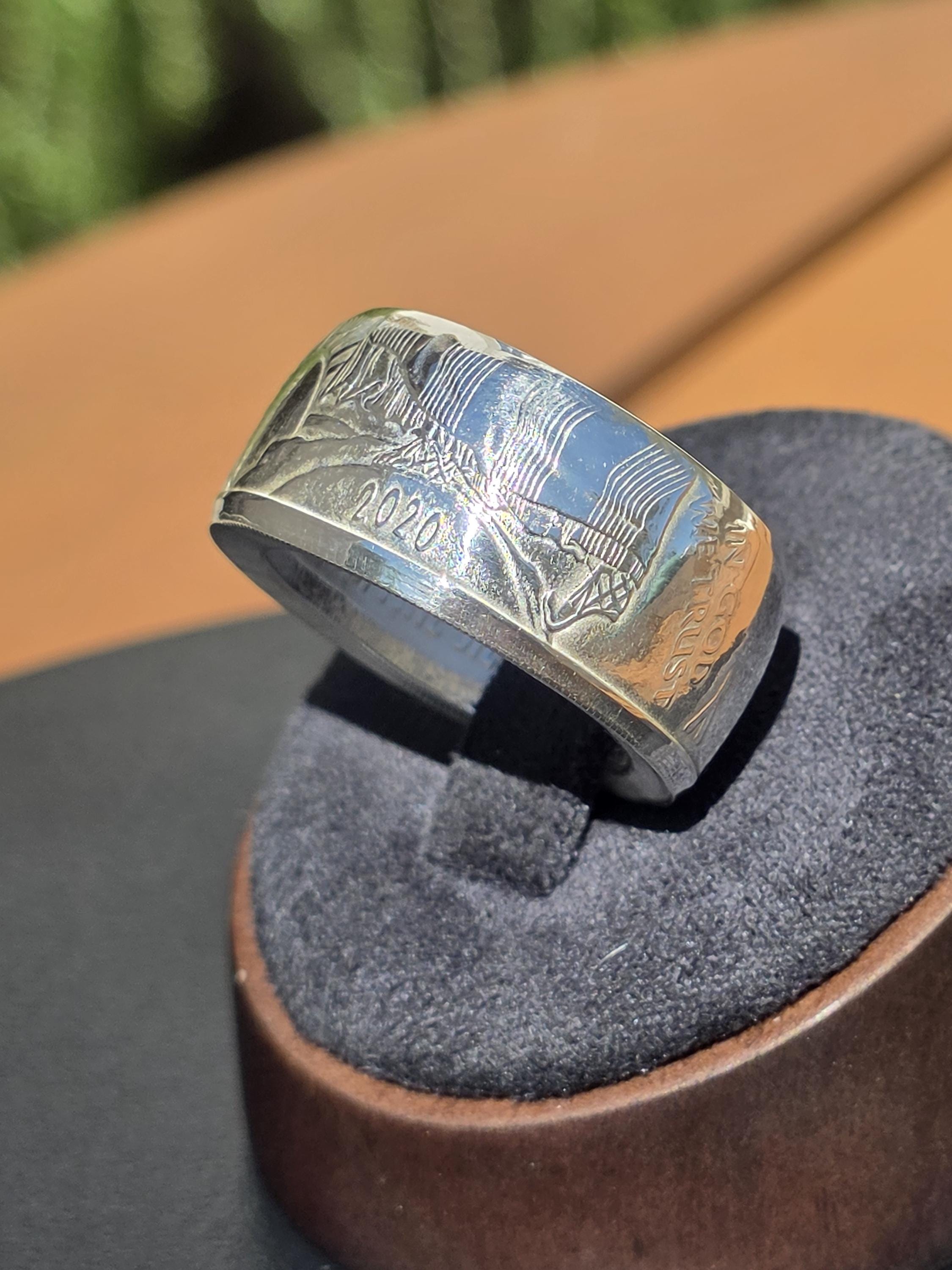 American Eagle Coin Ring - Custom Forged Band - Handcrafted .999 Silver Statement Ring - Various Mint Years